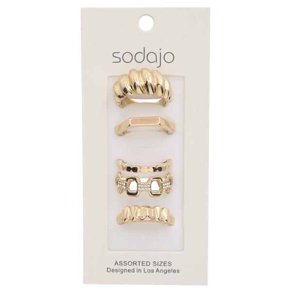 SODAJO Assorted Metal Rhinestone Ring Set