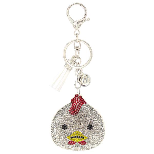 RHINESTONE CHICKEN KEYCHAIN