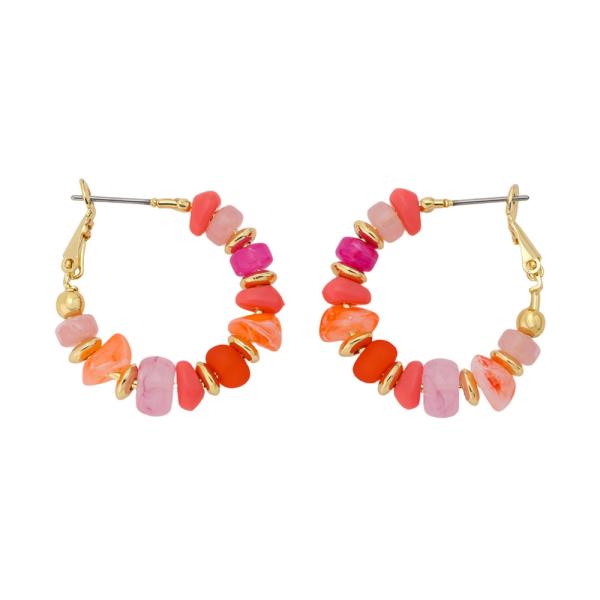 MULTI MARBLED BEADED HOOP EARRING