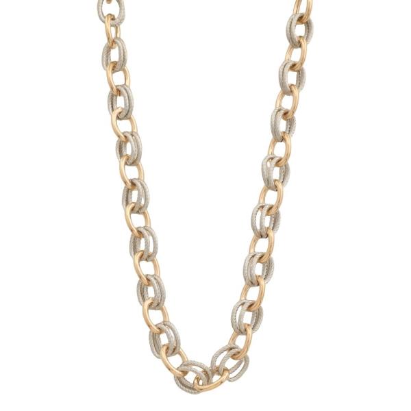 TWO TONE OVAL LINK CHAIN NECKLACE