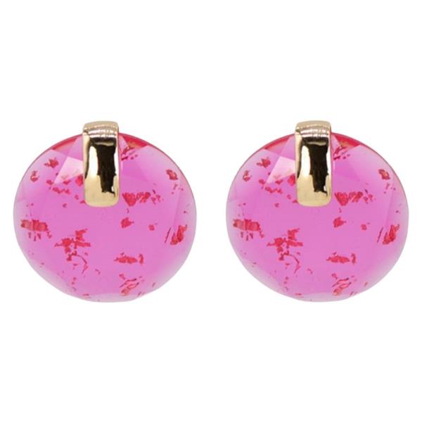 Resin Metal Round Stud Earring