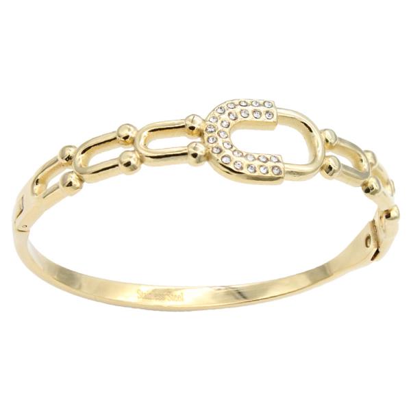 Gold Plated Stainless Steel Hinged Bangle Bracelet