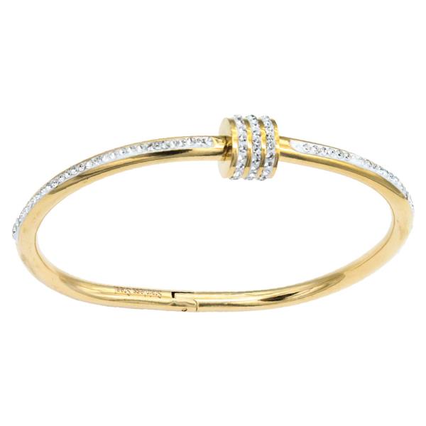 Gold Plated Stainless Steel Hinged Bangle Bracelet
