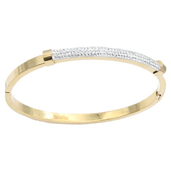 Gold Plated Stainless Steel Hinged Bangle Bracelet
