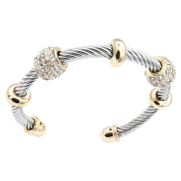 Two Tone Stone 6mm Cable Cuff Bracelets