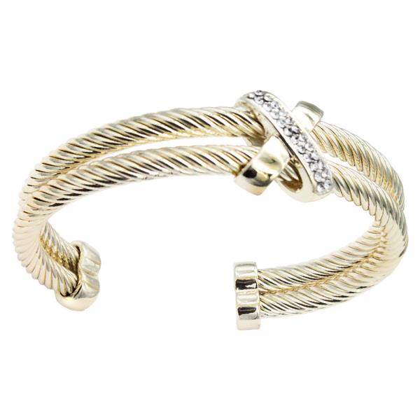 14K Gold Plated Double Cable X Bracelet