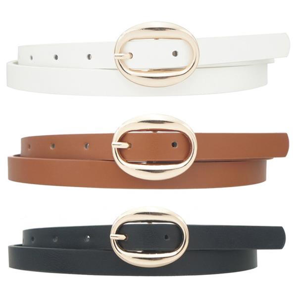 Bubbled Oval Buckle Trio Skinny Belt