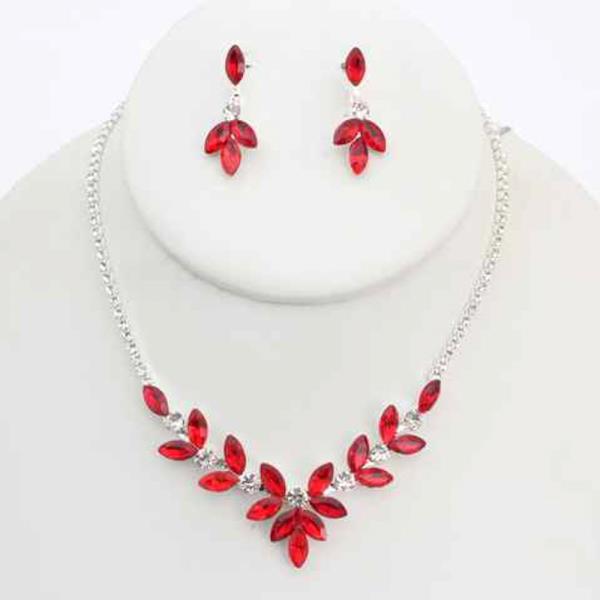 Marquise Teardrop Rhinestone Necklace Earring Set