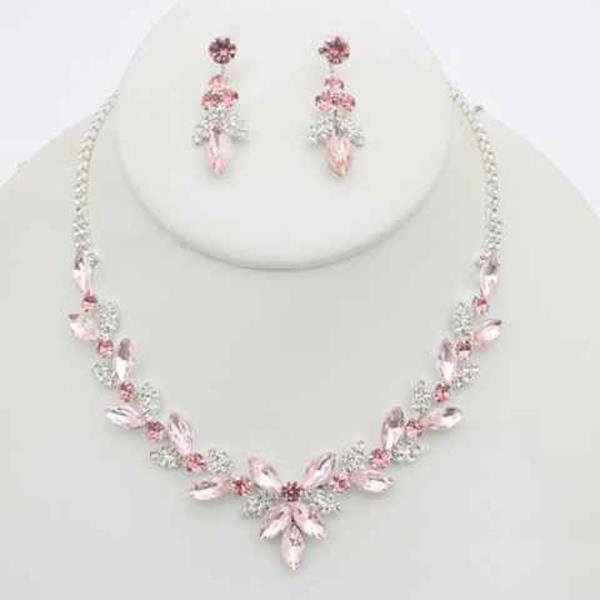 Marquise Teardrop Rhinestone Necklace Earring Set