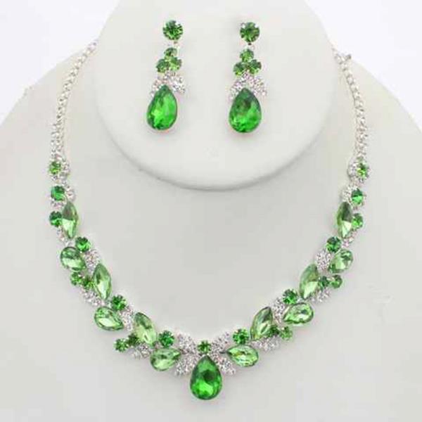 Marquise Teardrop Rhinestone Necklace Earring Set