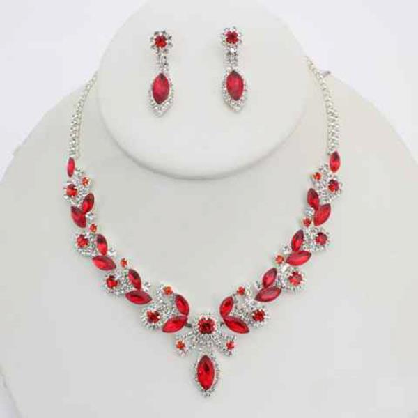 Marquise Teardrop Rhinestone Necklace Earring Set