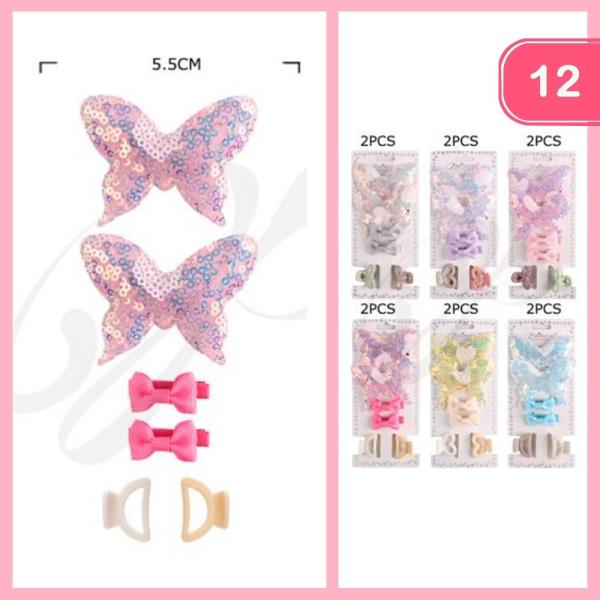 Butterfly Hair Bow and Claw Clip Set (12 Units)