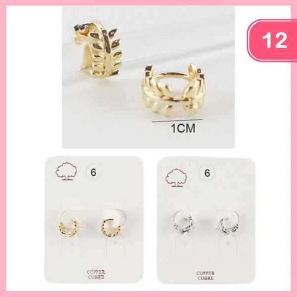 Leaf Huggie Hoop Earring (12 Units)