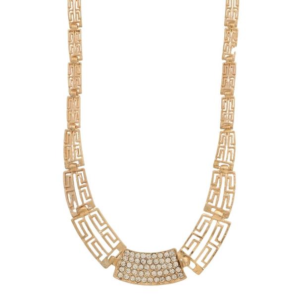 SDJ Greek Pattern Rhinestone Statement Necklace