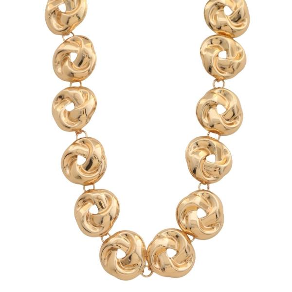 SDJ Metal Knot Link Statement Necklace