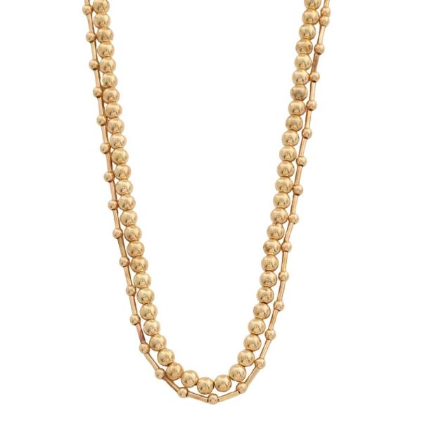 SDJ Ball Bead Chain 2 Layered Necklace