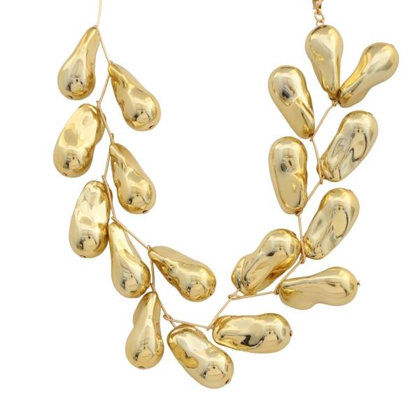 SDJ Organic Teardrop Metal Statement Necklace