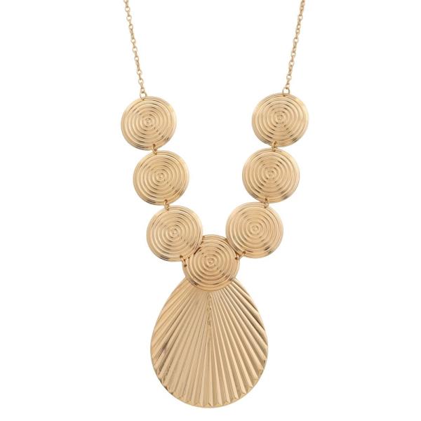SDJ Metal Disc Fan Statement Necklace