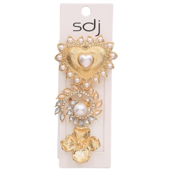 SDJ Heart Pearl Ornament Multi Ring Set