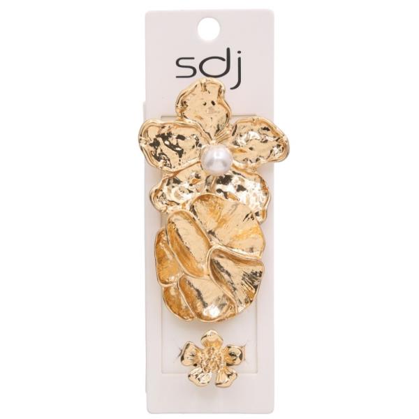 SDJ Flower Pearl Ornament Multi Ring Set