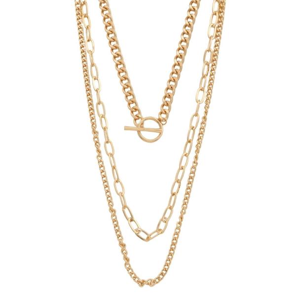 SDJ Multi Chain Toggle 3 Layered Necklace