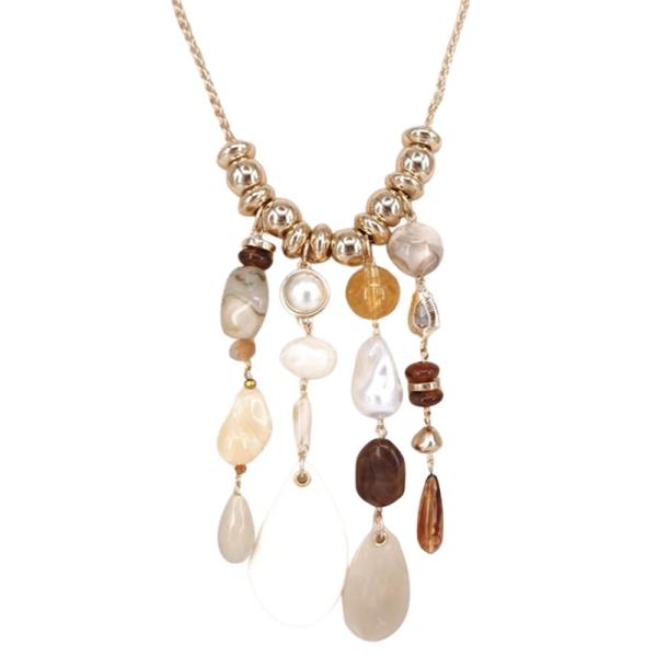 Pearl Rhinestone Shell Necklace Earring Set