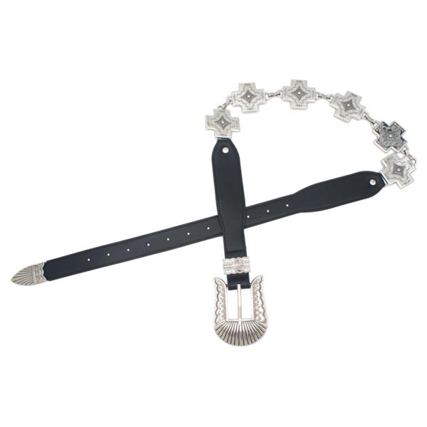 Etched Cross Concho Link Chain Belt