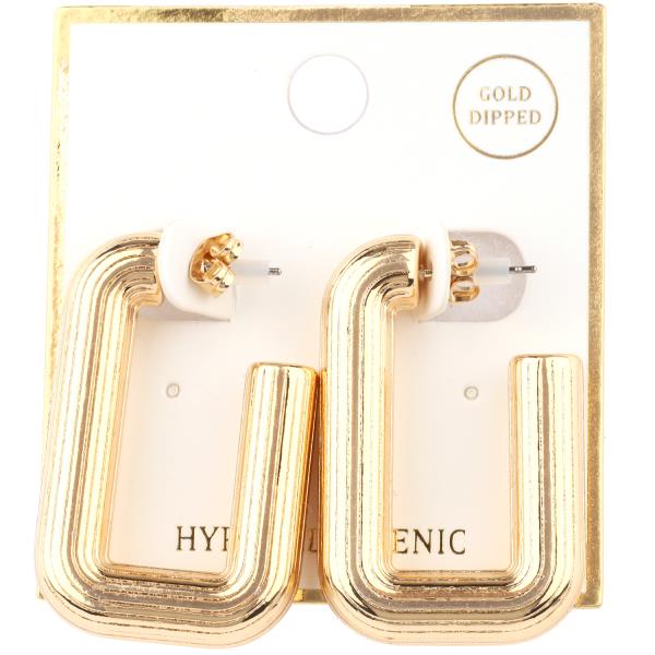 METAL TEXTURE HOOP SQUARE EARRING