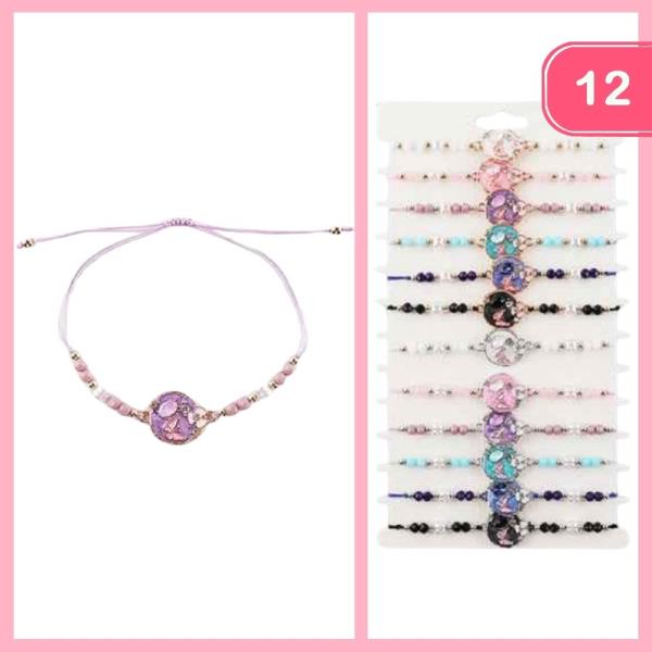 Seed Bead Stone Thread Bracelet (12 Units)