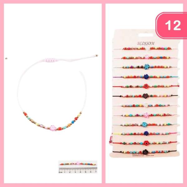 Flower Beaded String Bracelet (12 Units)
