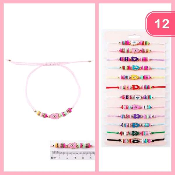Evil Eye Seed Bead Thread Bracelet (12 Units)