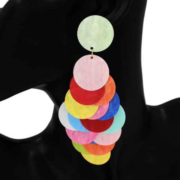METAL SEQUIN CASCADE DROP EARRING