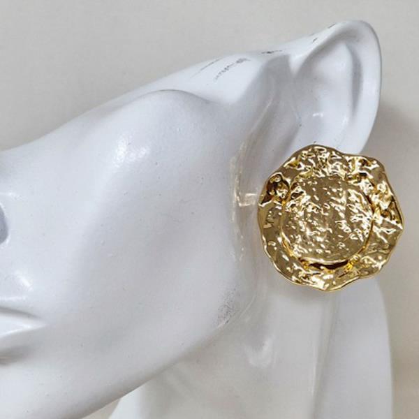 Metal Hammered Round Stud Clip On Earring