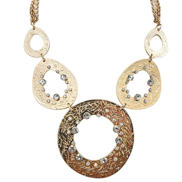 Metal Oval Link Statement Necklace Earring Set