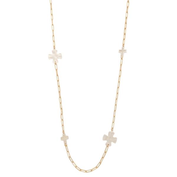 Metal Cross Station Chain Necklace