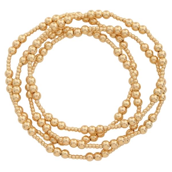 Metal Beaded Stretch Multi Bracelet Set