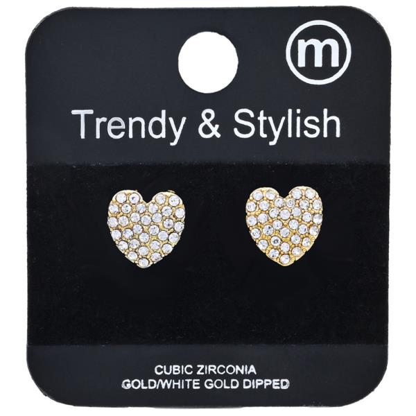 Heart Brass Rhinestone Earring