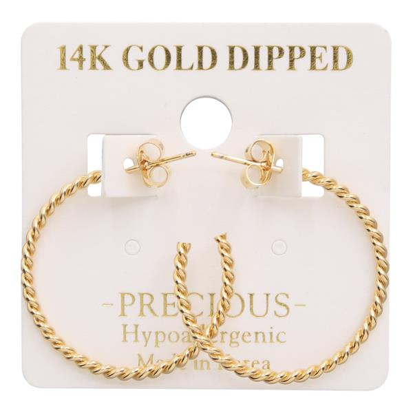 14K Gold Dipped Open Twist Hoop Earring