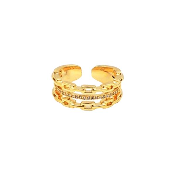 3 Layered Look Chain Pave Ring