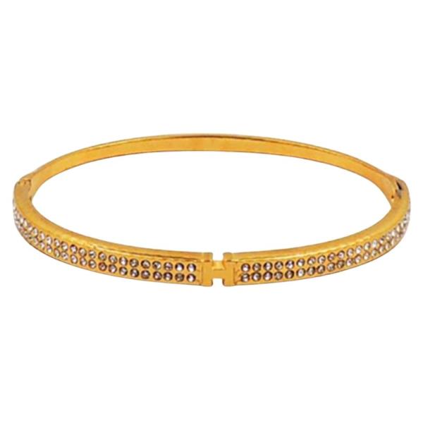 Stainless Steel Skinny H Pave Bangle Bracelet