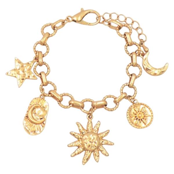 Sun Star Moon Charm Chain Bracelet