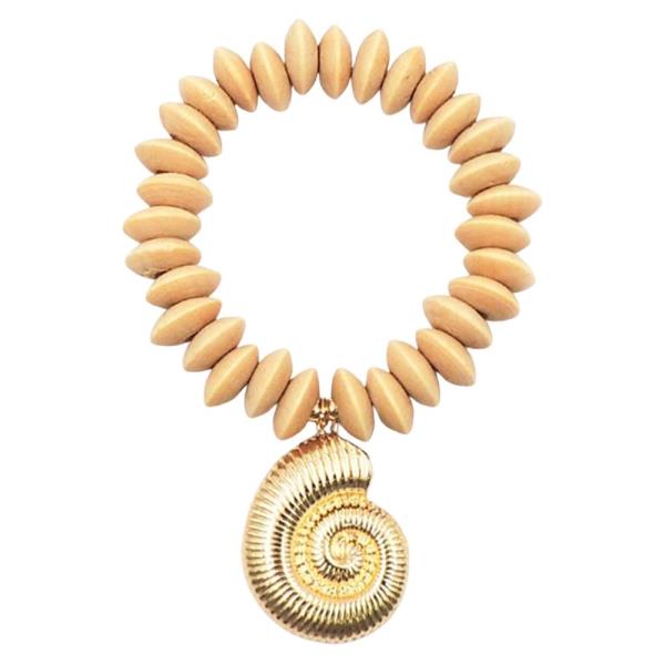 Shell Charm Beaded Stretch Bracelet