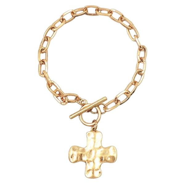 Cross Charm Toggle Lock Bracelet