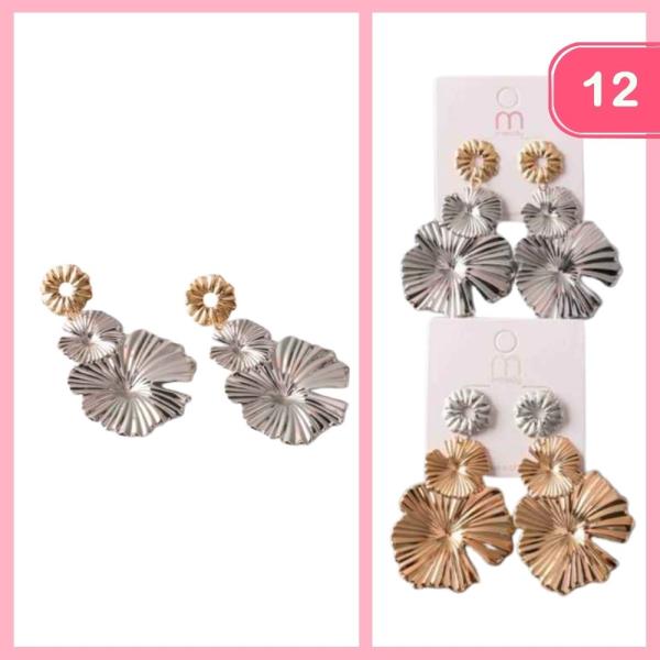 Pleated Lily Pad Drop Earrings (12 Units)