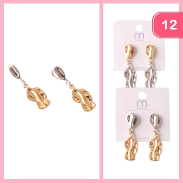 Sculpted Molten Wave Drop Earrings (12 Units)