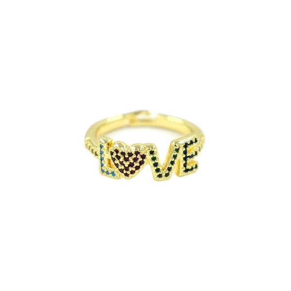 Rhinestone Love Letter Ring