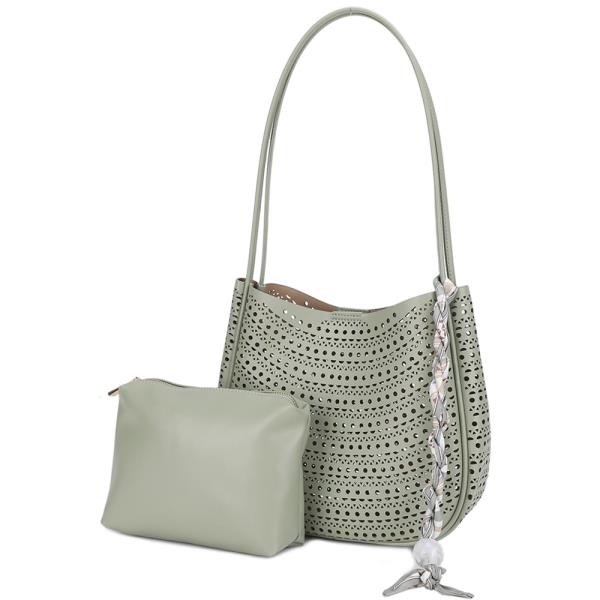 2IN1 Vented Design Shoulder Tote Bag W Pouch Set