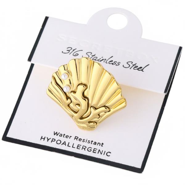 SECRET BOX Stainless Steel Two Tone Open Ring