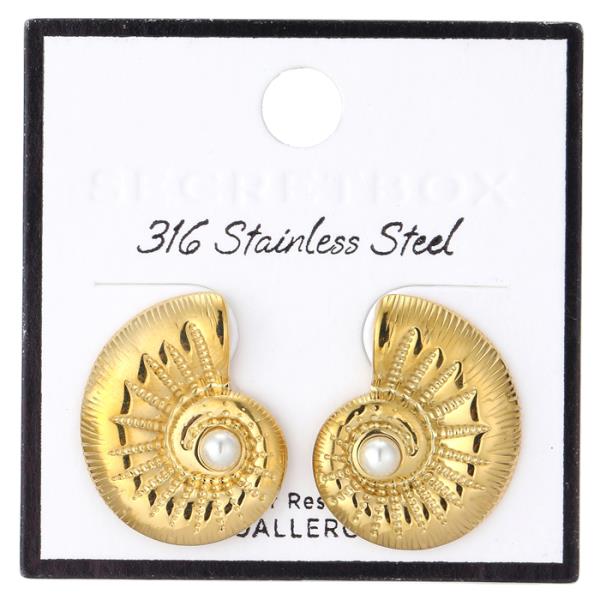 SECRET BOX Stainless Steel Pearl Shell Earring