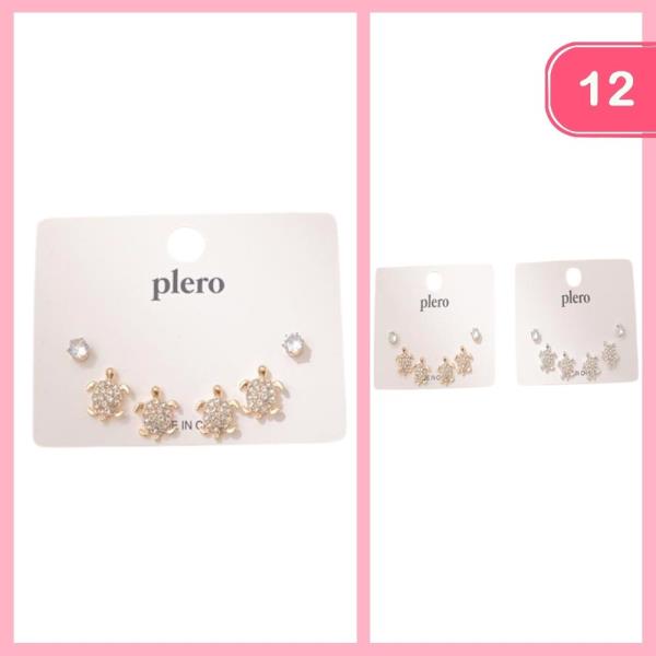 Rhinestone Turtle Post Earrings (12 Units)